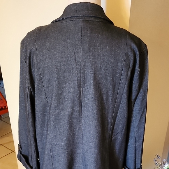 Skies Are Blue Dark Gray Blazer with Notched Lapel Boyfriend Fit, Size XL - Picture 11 of 15